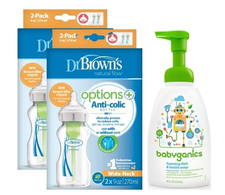 DR BROWNS  Options+排氣奶樽 PP4大+奶樽洗潔液優惠裝│原價$539 特價$403 (75折)